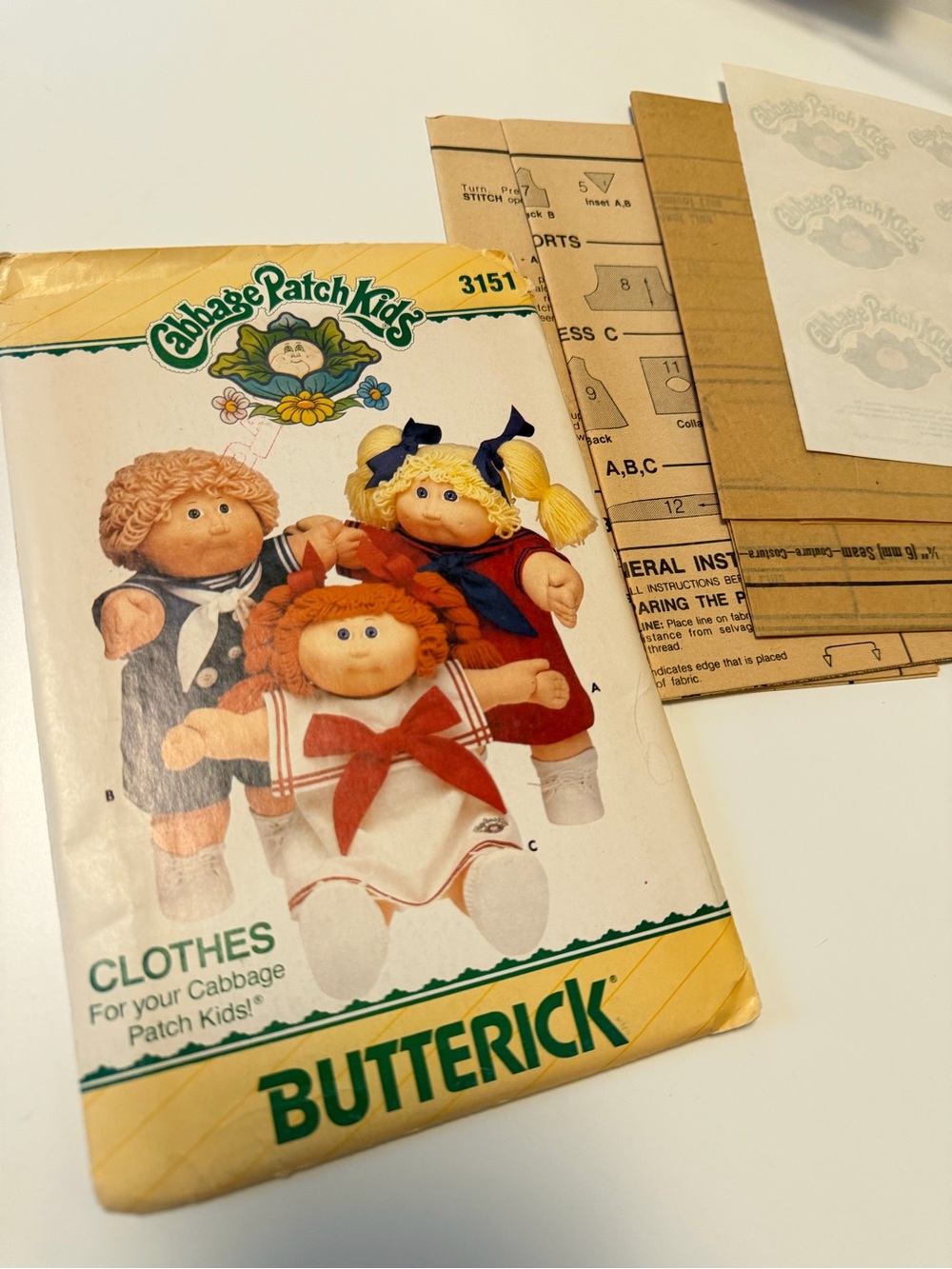 Cabbage Patch Kids 3151 Butterick Pattern Vintage 80s